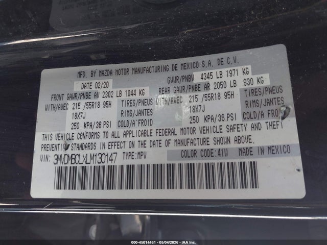 2020 Mazda Cx-30 Select Package მანქანა იყიდება აუქციონზე, vin: 3MVDMBCLXLM130147, აუქციონის ნომერი: 45014461