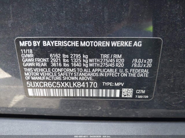 5UXCR6C5XKLK84170 BMW X5 Xdrive40i