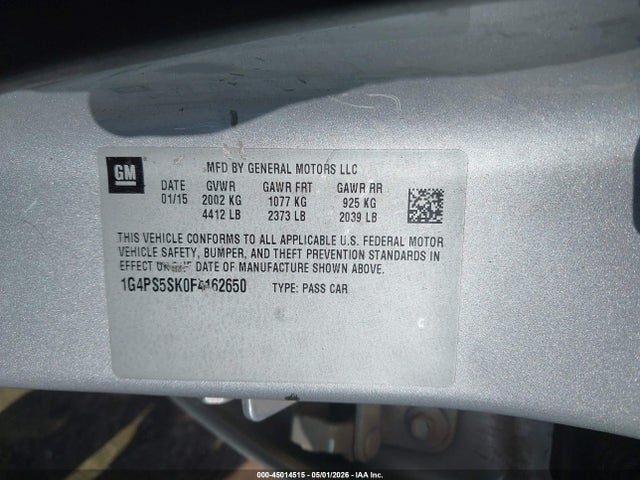Продажа на аукционе авто 2015 Buick Verano Leather Group, vin: 1G4PS5SK0F4162650, номер лота: 45014515