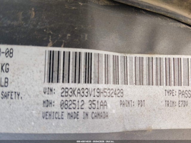 2009 Dodge Charger Sxt მანქანა იყიდება აუქციონზე, vin: 2B3KA33V19H532429, აუქციონის ნომერი: 45014530