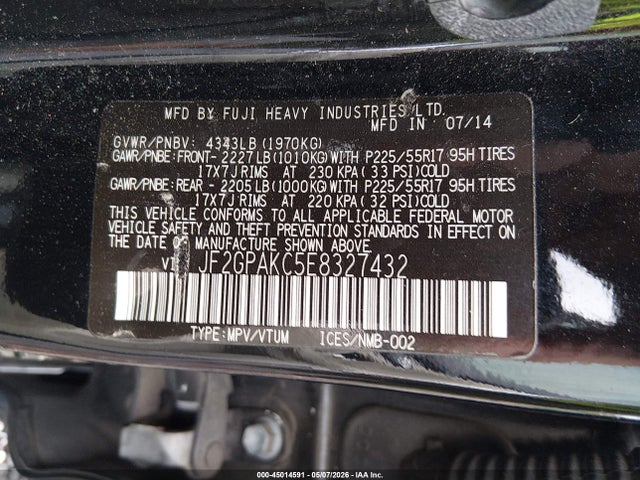 Продажа на аукционе авто 2014 Subaru Xv Crosstrek 2.0i Limited, vin: JF2GPAKC5E8327432, номер лота: 45014591