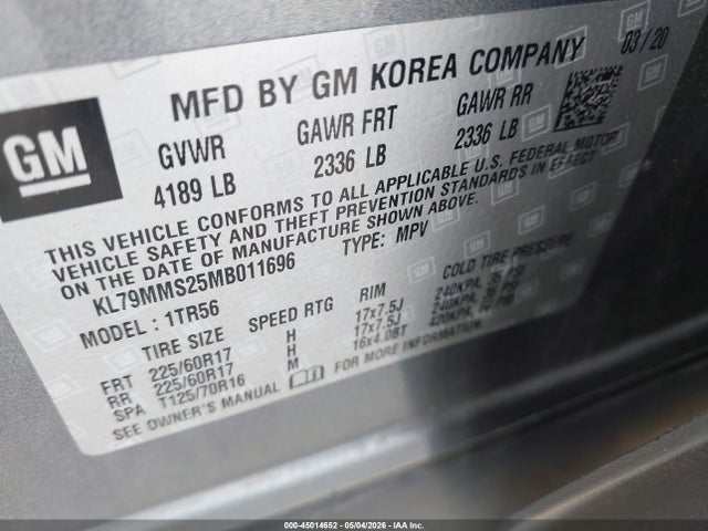 Chevrolet Trailblazer Fwd Ls 2021 KL79MMS25MB011696 Image 9
