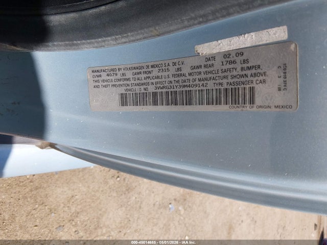 Aukcja sprzedaży 2009 Volkswagen New Beetle 2.5l, vin: 3VWRG31Y39M409142, numer aukcji: 45014685
