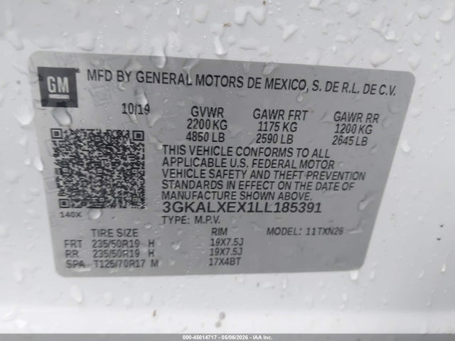 45014717 :رقم المزاد ، 3GKALXEX1LL185391 vin ، 2020 Gmc Terrain Awd Denali مزاد بيع