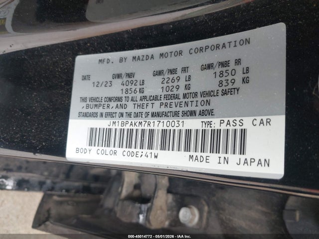 45014772 :رقم المزاد ، JM1BPAKM7R1710031 vin ، 2024 Mazda Mazda3 2.5 S Select Sport مزاد بيع