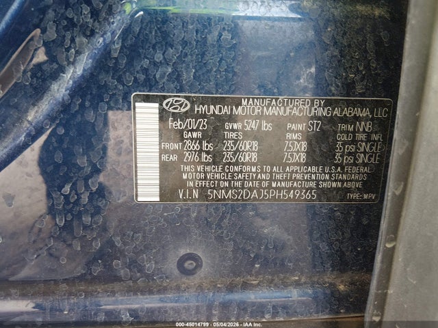 Продажа на аукционе авто 2023 Hyundai Santa Fe Sel, vin: 5NMS2DAJ5PH549365, номер лота: 45014799