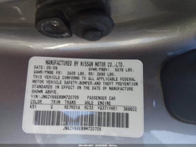 Aukcja sprzedaży 2009 Infiniti G37, vin: JNKCV66E89M720705, numer aukcji: 45014807