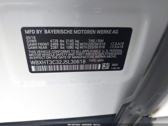 Продажа на аукционе авто 2018 Bmw X1 Xdrive28i, vin: WBXHT3C32J5L30618, номер лота: 45014843