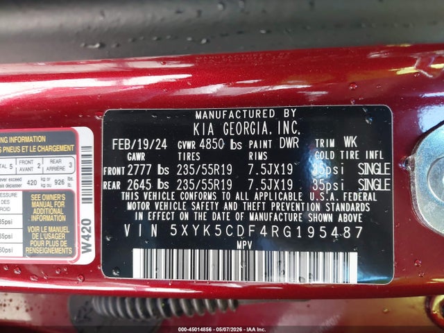 Продаж на аукціоні авто 2024 Kia Sportage Sx-prestige, vin: 5XYK5CDF4RG195487, номер лоту: 45014856