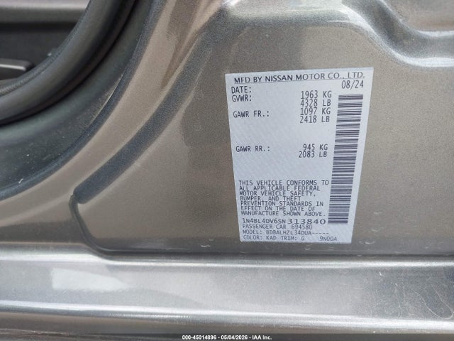 Продаж на аукціоні авто 2025 Nissan Altima Sv Fwd, vin: 1N4BL4DV6SN313840, номер лоту: 45014896