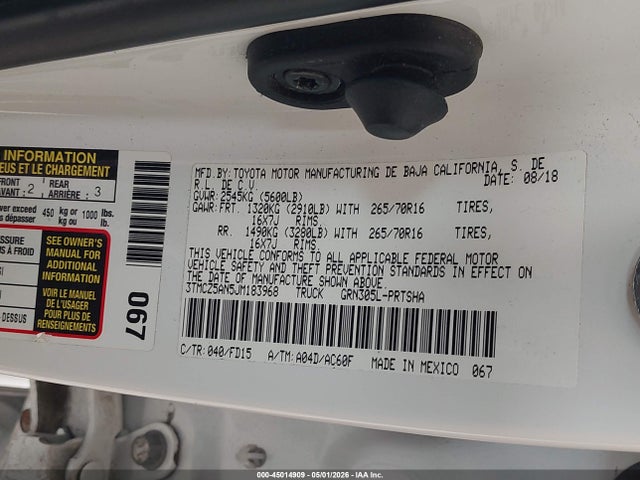 3TMCZ5AN5JM183968 Toyota Tacoma Trd Off Road