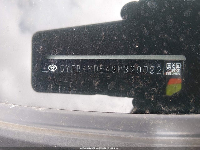 2025 Toyota Corolla Le მანქანა იყიდება აუქციონზე, vin: 5YFB4MDE4SP329092, აუქციონის ნომერი: 45014977