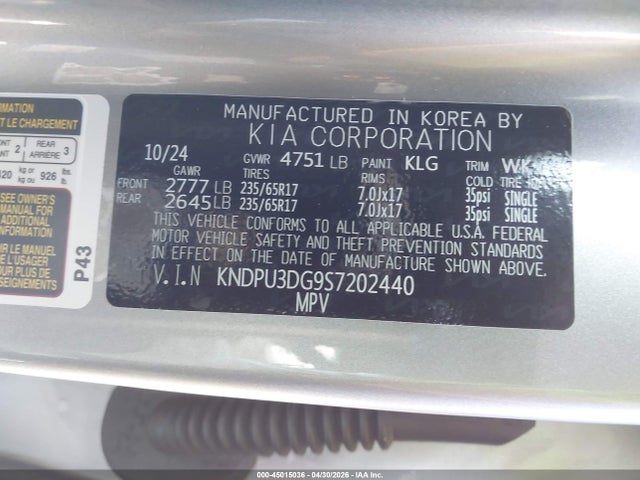 KNDPU3DG9S7202440 KIA Sportage Hybrid Lx