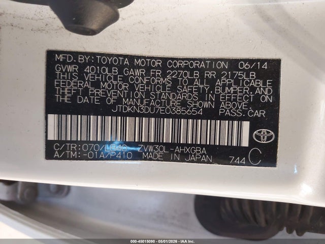 Toyota Prius Four 2014 JTDKN3DU7E0385654 Image 9