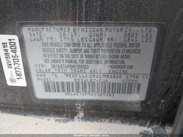 Nissan SENTRA S 2017 3N1AB7AP9HY389583 Image 9