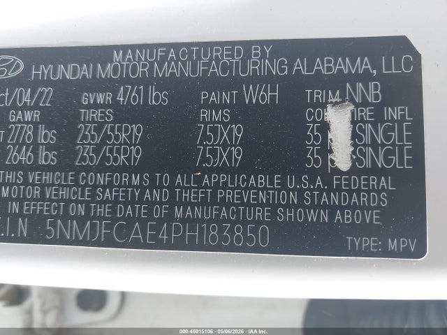 Продажа на аукционе авто 2023 Hyundai Tucson Sel, vin: 5NMJFCAE4PH183850, номер лота: 45015106