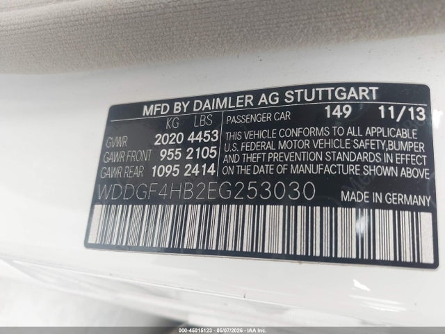 45015123 :رقم المزاد ، WDDGF4HB2EG253030 vin ، 2014 Mercedes-benz C 250 Sport مزاد بيع