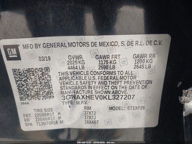 Chevrolet EQUINOX LS 2019 3GNAXHEV0KL327207 Image 9