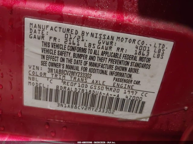 45015196 :رقم المزاد ، 3N1AB8CV2MY233302 vin ، 2021 Nissan Sentra Sv Xtronic Cvt مزاد بيع