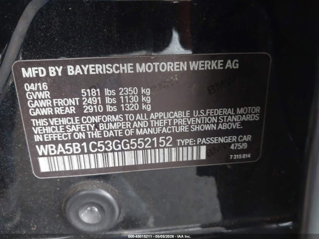 WBA5B1C53GG552152 BMW 535i