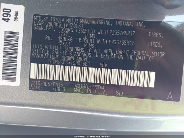 Toyota SIENNA LE 2026 5TDKRKECXTS301681 Image 9