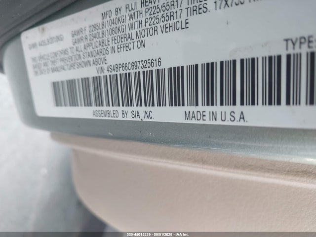 Aukcja sprzedaży 2009 Subaru Outback 2.5i Limited, vin: 4S4BP66C697325616, numer aukcji: 45015229