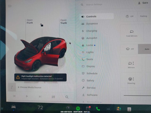 45015234 :رقم المزاد ، 7SAYGDEF0NF382352 vin ، 2022 Tesla Model Y Performance Dual Motor All-wheel Drive مزاد بيع