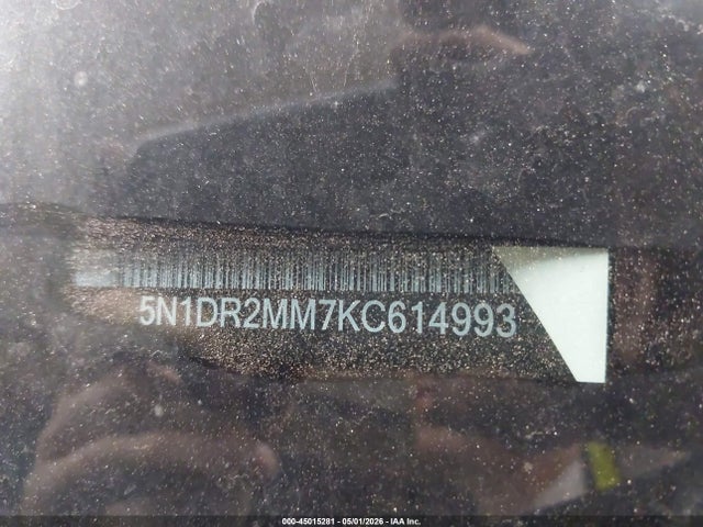 2019 Nissan Pathfinder Sl მანქანა იყიდება აუქციონზე, vin: 5N1DR2MM7KC614993, აუქციონის ნომერი: 45015281