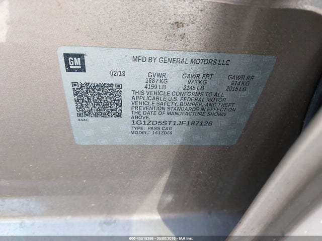 1G1ZD5ST1JF187126 Chevrolet MALIBU LT