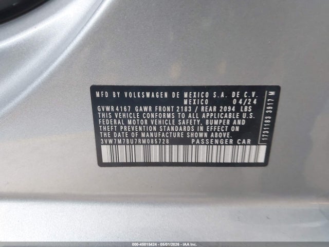 Продаж на аукціоні авто 2024 Volkswagen Jetta 1.5t Se, vin: 3VW7M7BU7RM085728, номер лоту: 45015424