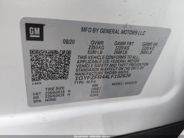 2020 Cadillac Xt4 Awd Sport მანქანა იყიდება აუქციონზე, vin: 1GYFZFR44LF152626, აუქციონის ნომერი: 45015436