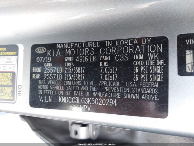 KNDCC3LG3K5020294 KIA Niro Ev Ex