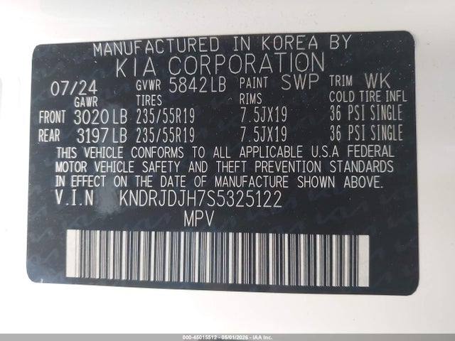 KNDRJDJH7S5325122 KIA Sorento Plug-in Hybrid Ex