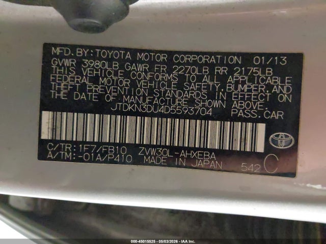 Продажа на аукционе авто 2013 Toyota Prius Three, vin: JTDKN3DU4D5593704, номер лота: 45015525
