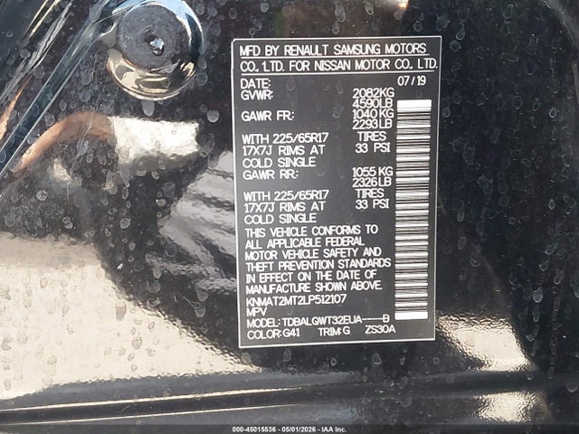 KNMAT2MT2LP512107 Nissan Rogue Sv Fwd
