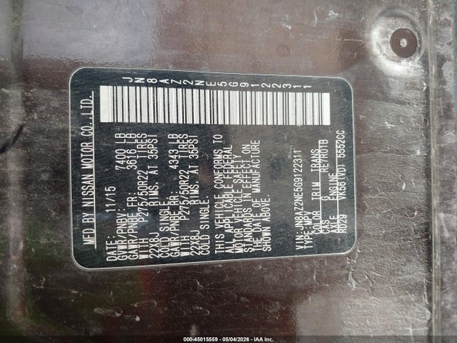 Aukcja sprzedaży 2016 Infiniti Qx80 Limited, vin: JN8AZ2NE5G9122311, numer aukcji: 45015559