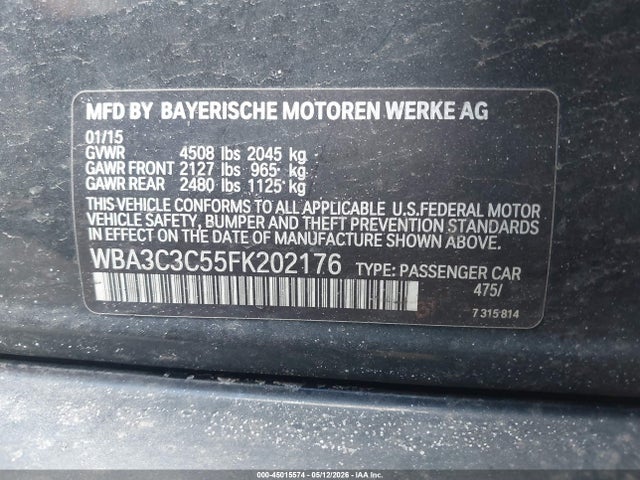 Aukcja sprzedaży 2015 Bmw 320i Xdrive, vin: WBA3C3C55FK202176, numer aukcji: 45015574