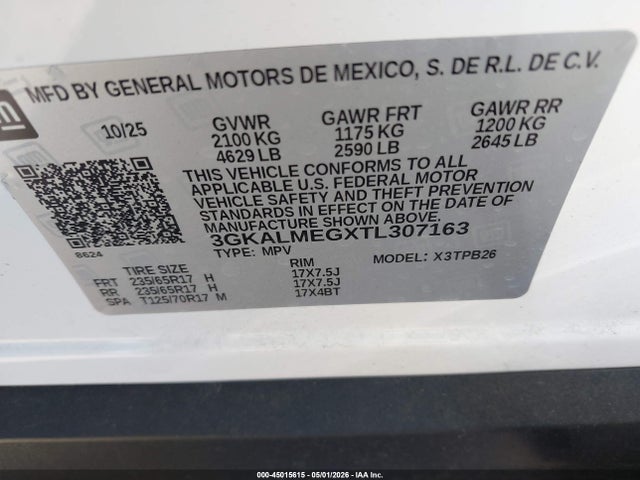 Продажа на аукционе авто 2026 Gmc Terrain Fwd Elevation, vin: 3GKALMEGXTL307163, номер лота: 45015615