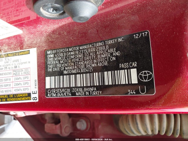 Toyota C-HR XLE 2018 NMTKHMBX4JR054725 Image 9