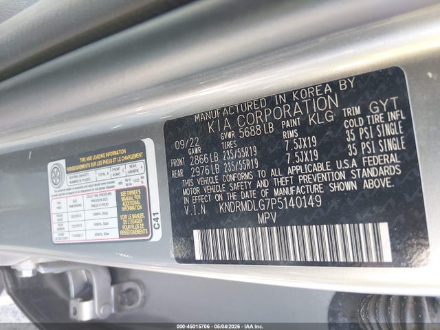 2023 Kia Sorento Hybrid Sx Prestige მანქანა იყიდება აუქციონზე, vin: KNDRMDLG7P5140149, აუქციონის ნომერი: 45015706