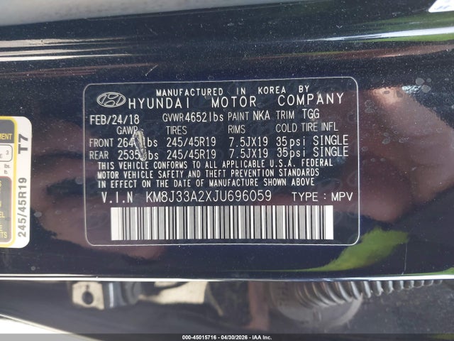 KM8J33A2XJU696059 Hyundai Tucson Value