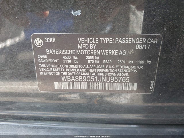 Продажа на аукционе авто 2018 Bmw 330i, vin: WBA8B9G51JNU95765, номер лота: 45015744