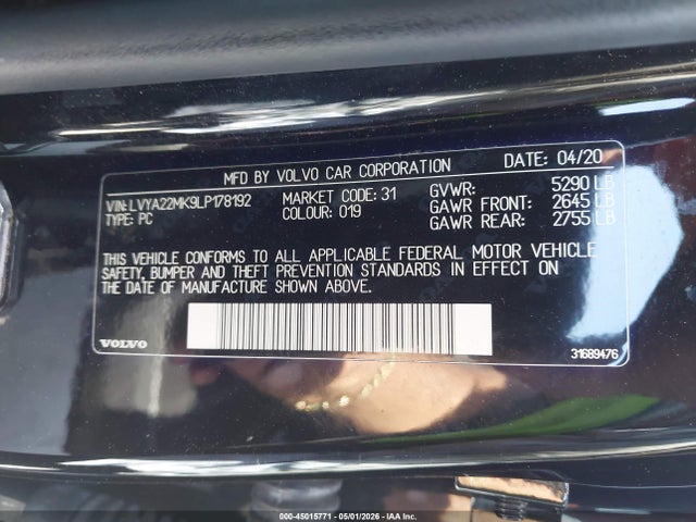 LVYA22MK9LP178192 Volvo S90 T6 Momentum