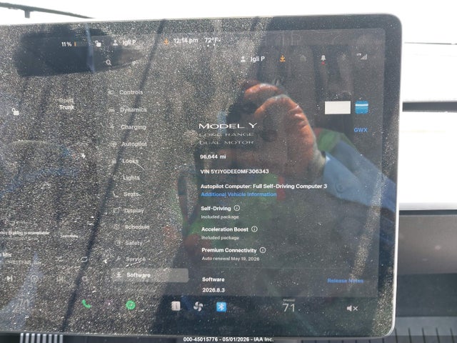 Продажа на аукционе авто 2021 Tesla Model Y Long Range Dual Motor All-wheel Drive, vin: 5YJYGDEE0MF306343, номер лота: 45015776