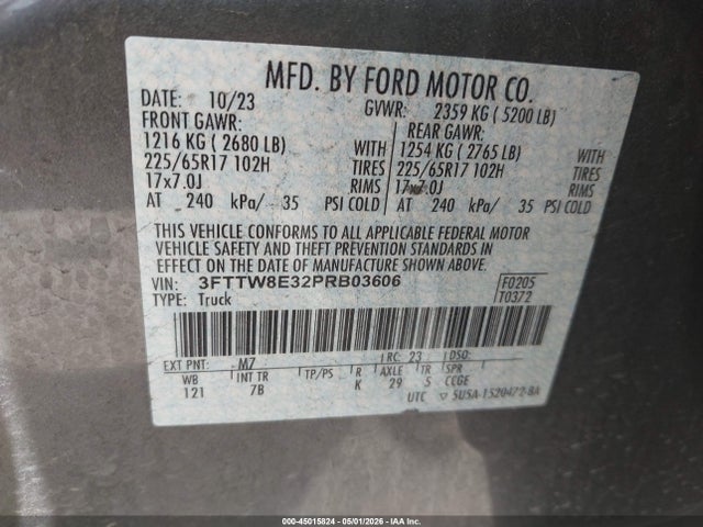 3FTTW8E32PRB03606 Ford Maverick Xlt