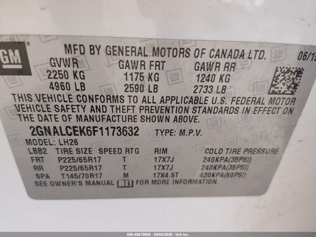 Chevrolet Equinox 2lt 2015 2GNALCEK6F1173632 Image 9