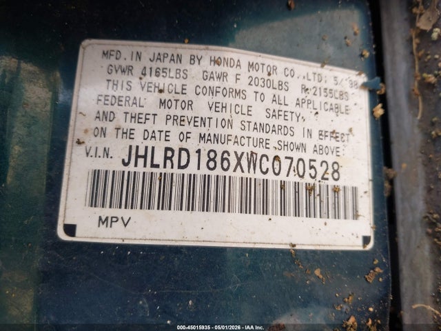 Продаж на аукціоні авто 1998 Honda Cr-v Ex, vin: JHLRD186XWC070528, номер лоту: 45015935