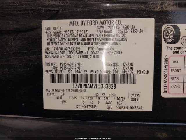 1ZVBP8AM2E5333828 Ford Mustang V6
