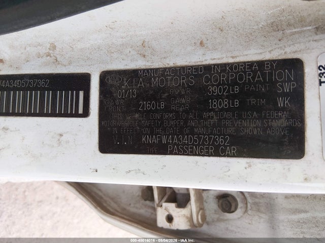 Aukcja sprzedaży 2013 Kia Forte Sx, vin: KNAFW4A34D5737362, numer aukcji: 45016016
