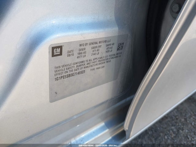 Продаж на аукціоні авто 2016 Chevrolet Cruze Limited 1lt Auto, vin: 1G1PE5SB0G7146923, номер лоту: 45016044